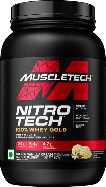Muscletech NitroTech 100% Whey Gold for Muscle Support & Recovery - Primary Source Isolate Whey Protein