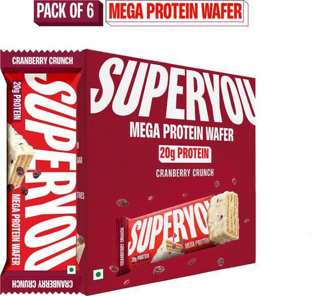 SUPERYOU 20g Mega Protein Wafer Bar, 5g Fiber & 0 Added Sugar Protein Bars