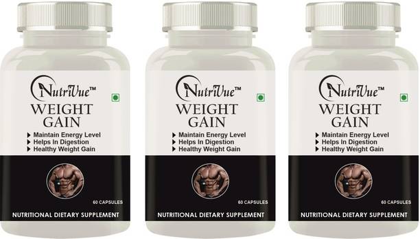 Nutrivue New Healthy Weight Gain Capsules Ultimate Muscle Mass Gainer I 100% Ayurvedic Weight Gainers/Mass Gainers