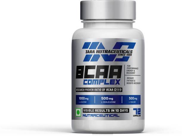 TARA NUTRACEUTICALS BCAA Muscle Recovery & Performance Enhancer Dietary Supplement 72 Capsules BCAA