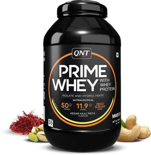 QNT Prime Whey, 100% Whey Protein with whey Isolate, 2kg, Kesar Kaju Pista Flavour Whey Protein