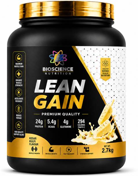 Bioscience Nutrition Lean Gain Kesar Kulfi Flavour Weight Gainer | High Carbs Mass Gainer Weight Gainers/Mass Gainers