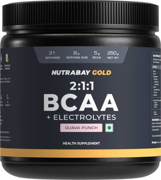 Nutrabay Gold BCAA 2:1:1 with Electrolytes, 5g Vegan BCAAs for Muscle Recovery & Strength BCAA
