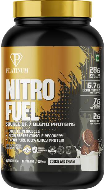 PLATINUM NUTRITION Nitro Fuel Whey Protein | 28G Protein, 6.7 BCAA 100% Whey Protein