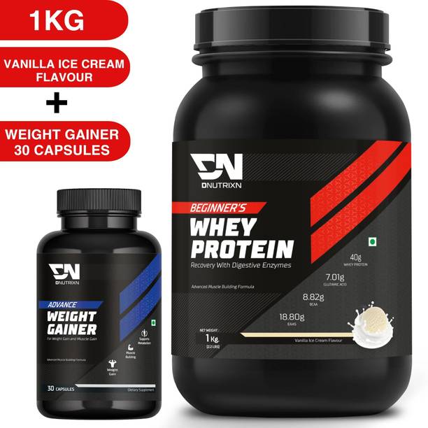 DNUTRIXN Beginner's High Whey Protein 40G + Weight Gainers | Muscle Building Formula Whey Protein