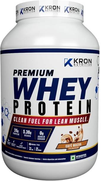 KRON NUTRITION Premium Whey Protein Powder 24g Protein Whey Isolate Blend Cafe Mocha 1kg Whey Protein