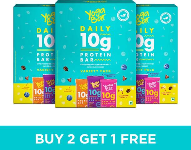 Yogabar 10 g Protein Bar Variety Pack, Gluten-Free, Healthy Snacks(Pack of 18) Protein Bars