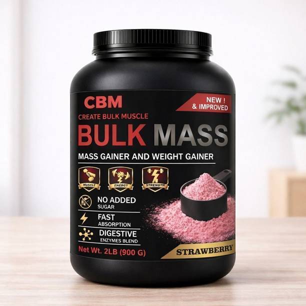 CBM Bulk Mass 2lb Strawberry 900GM Weight Gainers/Mass Gainers