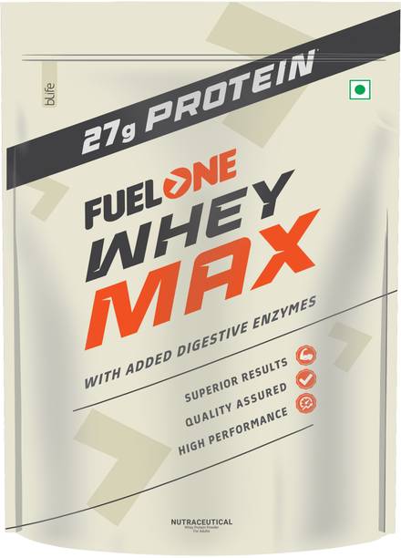 FUELONE Whey Protein Max, 27g Protein, 5.96g BCAAs & 4.7g Glutamic Acid Whey Protein