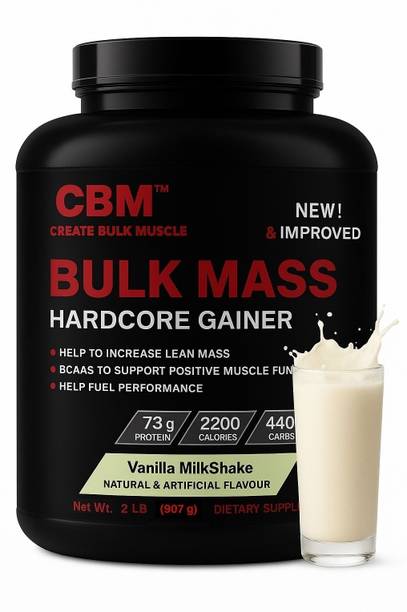 cbm create bulk muscle Bulk Mass Hardcore Gainer | Best Weight Gainer Vanilla Milkshake 907gm Weight Gainers/Mass Gainers