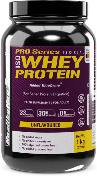 HealthyHey Nutrition ISO Whey Protein - ISOReal (Produced in USA) - 90% Protein with Digestive Enzymes Whey Protein