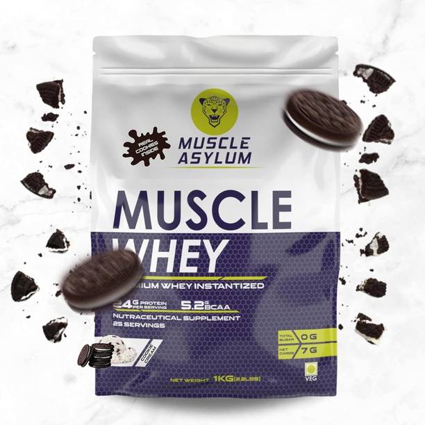 Muscle Asylum Premium Whey Protein With Real Cookie Inside l 24g Protein/Serving Whey Protein