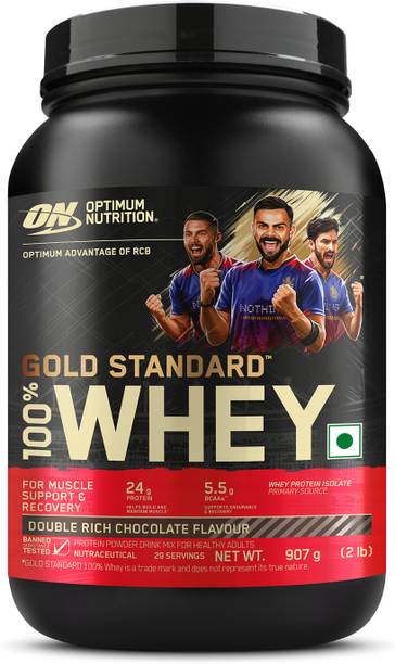 Optimum Nutrition (ON) RCB Limited Edition Gold Standard 100% Whey protein ,primary source Isolate Whey Protein