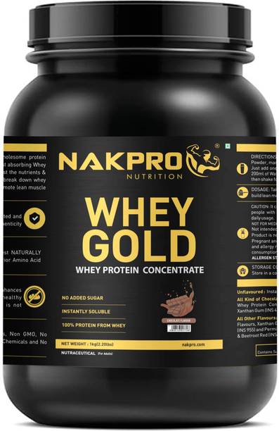 Nakpro Gold Whey Protein Concentrate, Jar - 25.5g Protein, Trustified Certified Whey Protein