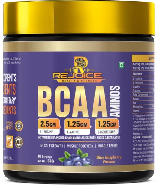 Rejoice Life Ingredients BCAA with 2:1:1 Ratio | 30 Servings | Supports Muscle Growth & Workout Recovery BCAA