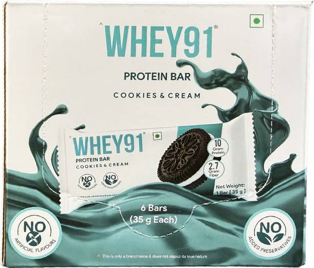 WHEY91 10g Protein, 2.7g Fiber, No Added Preservatives ,Pack of 6 Protein Bars Protein Bars