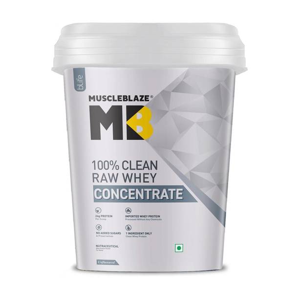MUSCLEBLAZE 100% Clean Raw Concentrate | 24g Protein per Scoop | Easy to Digest Whey Protein