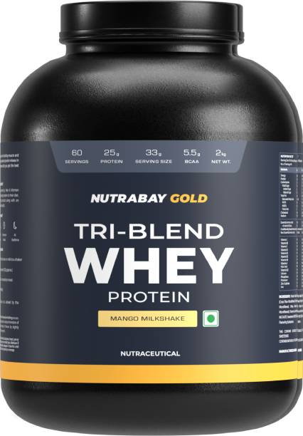 Nutrabay Gold Tri Blend Whey Protein (Hydrolyzed, Isolate & Concentrate) - 25g Protein Protein Blends