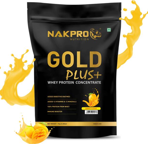 Nakpro Gold Plus+ Whey Protein Concentrate with Digestive Enzymes|25g Protein 5.5g BCAA Whey Protein