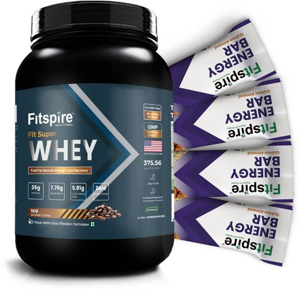 Fitspire Fit Super Whey Protein and Energy Bar Nutrition Combo for Fitness Whey Protein