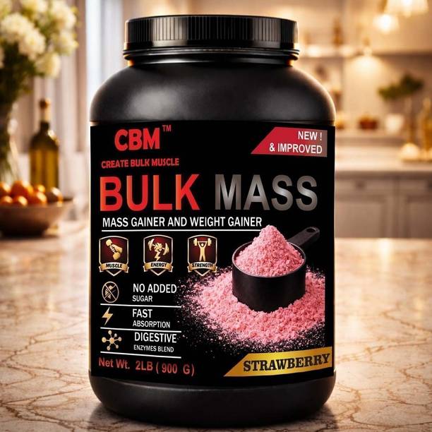 CREATE BULK MUSCLE Bulk Mass 2lb Strawberry Weight Gainers/Mass Gainers
