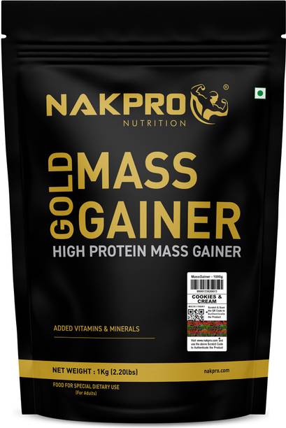 Nakpro Mass Gainer Protein Powder with Creatine, Vitamin & Minerals - 1Kg Cookies & Cream Weight Gainers/Mass Gainers