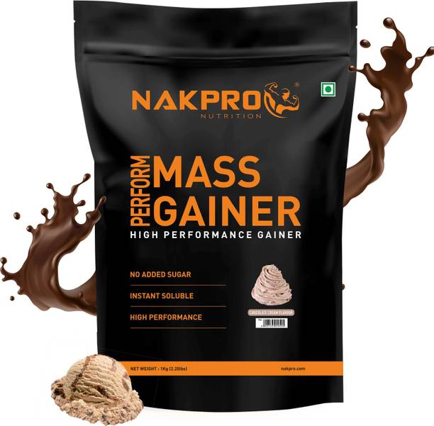 Nakpro Perform MassGainer High Protein&High Calorie Protein Powder 1Kg Cream Chocolate Weight Gainers/Mass Gainers