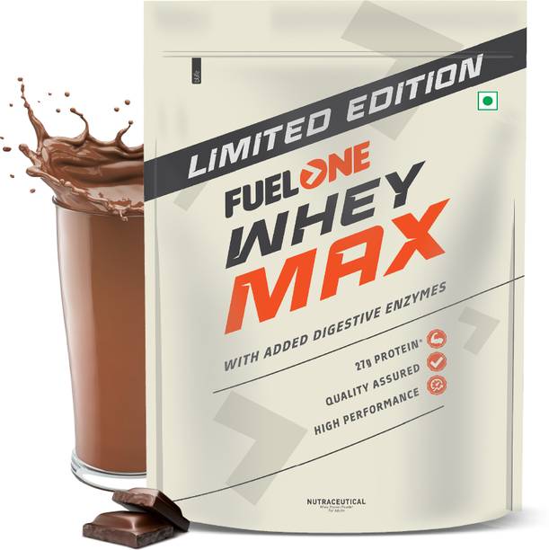 FUELONE Whey Protein Max, 27g Protein, 5.79g BCAAs & 4.26g Glutamic Acid Whey Protein