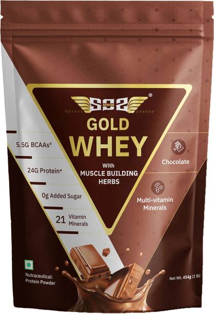 SOS Nutrition Isolate Supplement Powder, FDA Certified, 24g Per Serve, 0g Sugar,5.5g BCAA Gold Whey Protein