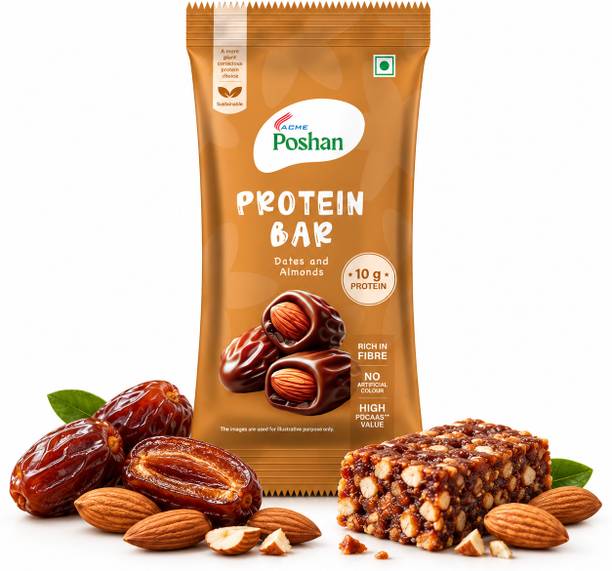 Acme Poshan Protein Bar Dates and Almonds 50gms, 10gms protein Pack of 1 Protein Bars