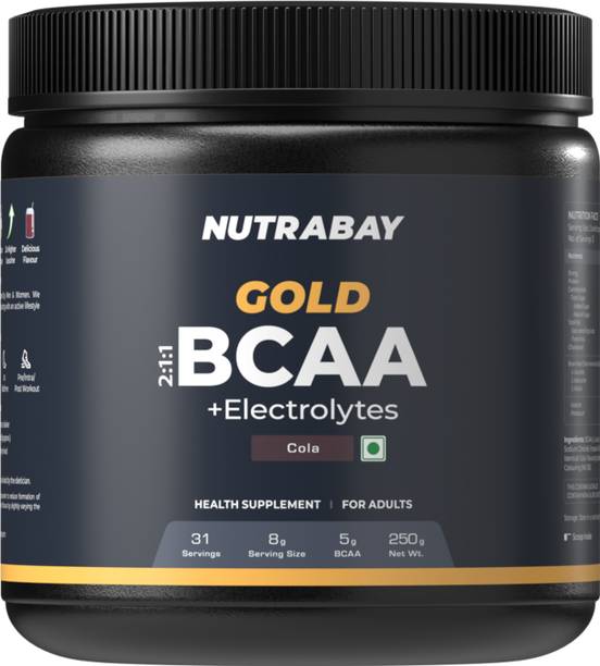 Nutrabay Gold BCAA 2:1:1 with Electrolytes, 5g Vegan BCAAs for Muscle Recovery & Strength BCAA