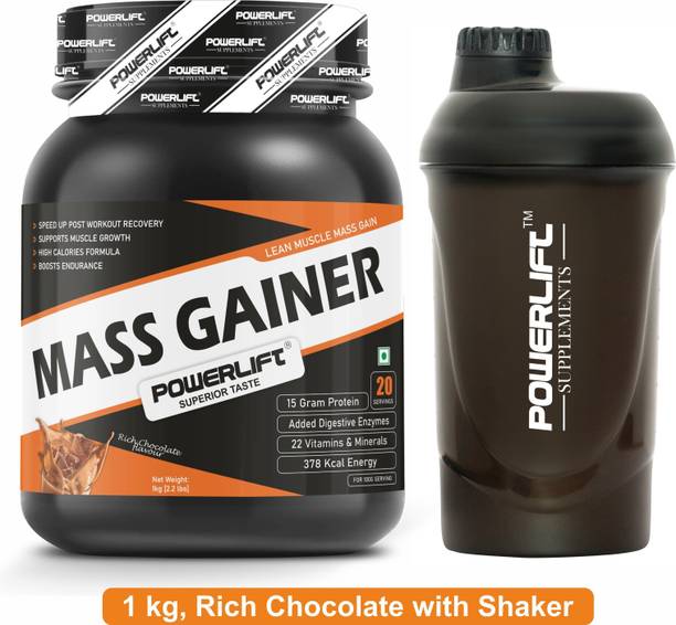 POWERLIFT for Muscle Mass Gain with Shaker, High Protein with Multivitamins Weight Gainers/Mass Gainers
