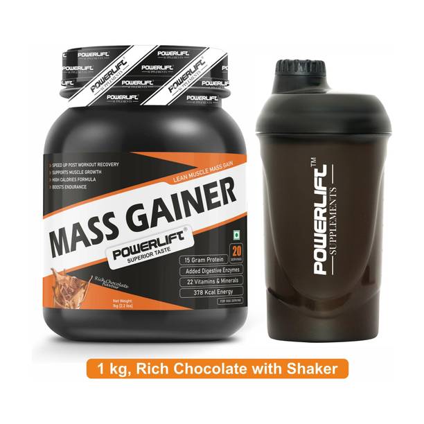 POWERLIFT for Muscle Mass Gain with Shaker, High Protein with Multivitamins Weight Gainers/Mass Gainers