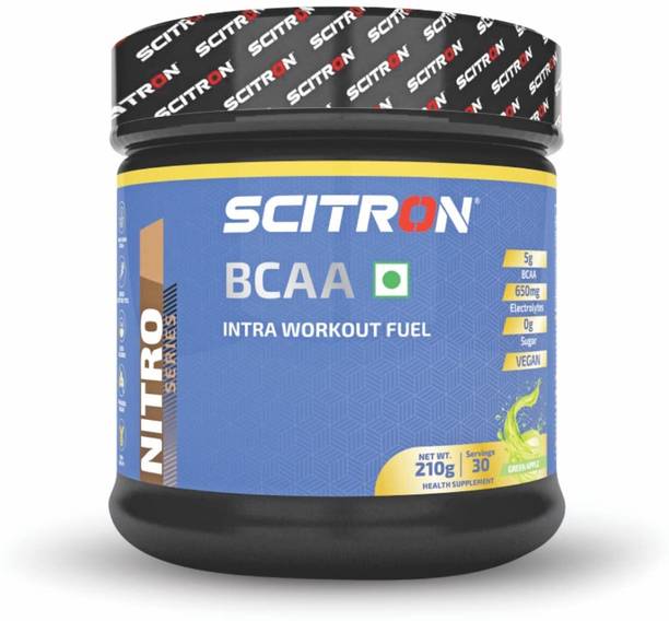 Scitron Nitro Series Vegan BCAA Intra Workout Fuel 210 GM (Green Apple) BCAA