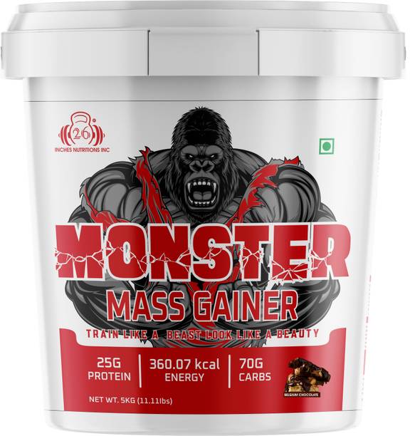 26INCHES NUTRITIONS INC Monster Mass Gainer -5Kg With BCS Bulk Gain 100 Capsules Weight Gainers/Mass Gainers