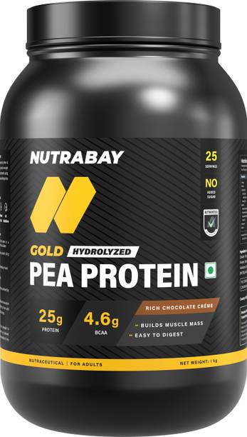 Nutrabay Gold Pea Protein Powder | 25g Pea Protein, 4.6g BCAA, 5g Soluble Fiber Plant-Based Protein