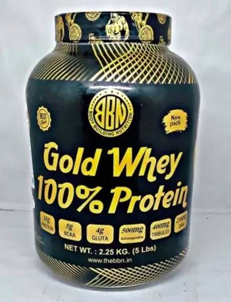 bbn 100% Gold Whey Protein (5lbs, 2.25kg, Vanilla Flavor) Weight Gainers/Mass Gainers