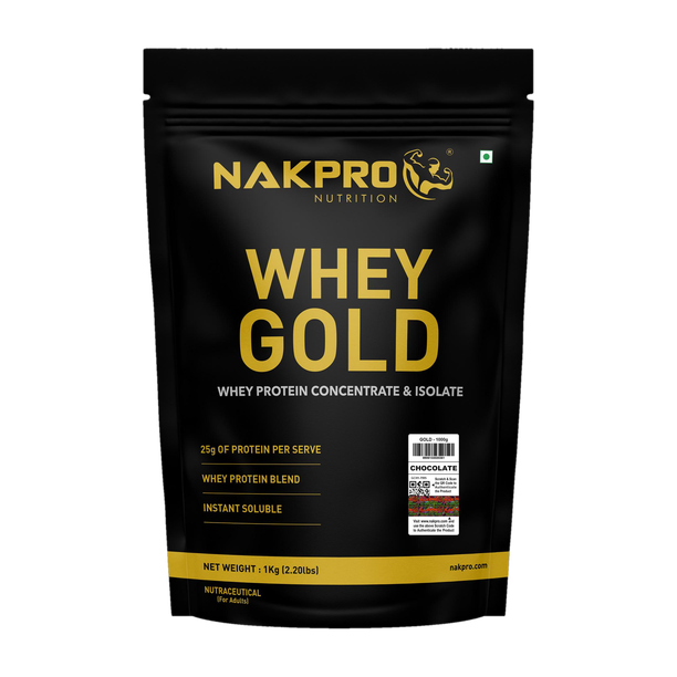 Nakpro Gold Whey Protein Concentrate & Isolate, 25.5g Protein, Trustified Certified Whey Protein
