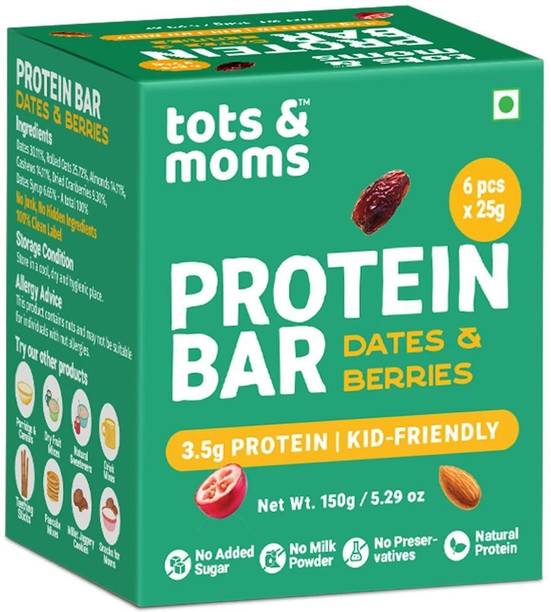 TOTS AND MOMS Dates & Berries Protein Bars
