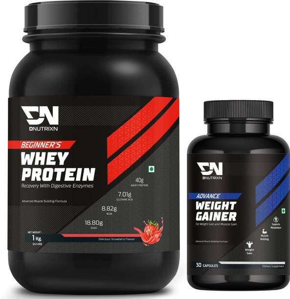DNUTRIXN Beginner's High Whey Protein 40G + Weight Gainers | Muscle Building Formula Whey Protein