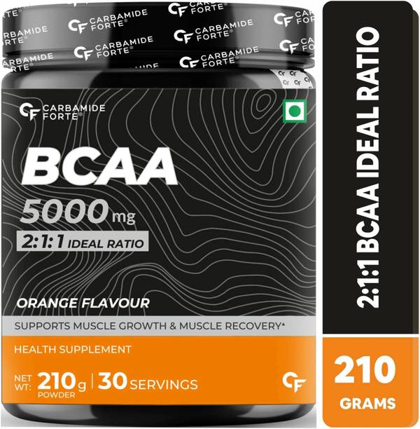 CARBAMIDE FORTE Pre Workout BCAA Supplement Orange Flavour | 2:1:1 Bcaa for Men & Women