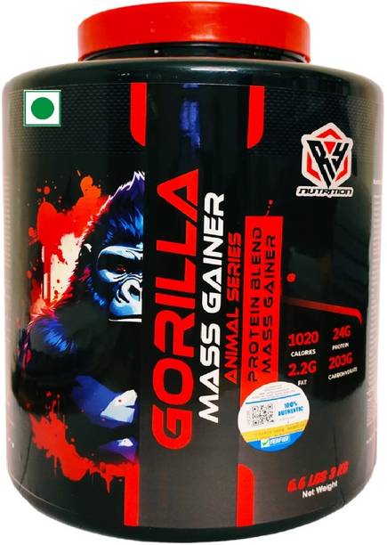 RY Nutrition Gorilla Mass Gainer For Bulk Mass Gain Calories 1020 (Blueberry 6.6Lbs) Weight Gainers/Mass Gainers