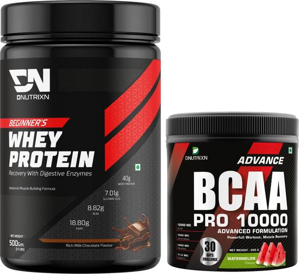 DNUTRIXN Beginner's High Whey Protein+ BCAA Pro 10000 | Muscle Strength, Recovery-Workout Whey Protein