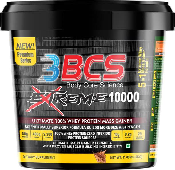 BCS 3 Extreme 10000 Ultimate 100% Whey Protein Mass Gainer-5Kg(Chocolate) Whey Protein
