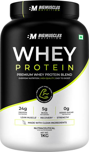 BIGMUSCLES NUTRITION Whey Protein | 24g Whey Protein Concentrate + Isolate | 5g BCAA | Xymore Tech. Whey Protein