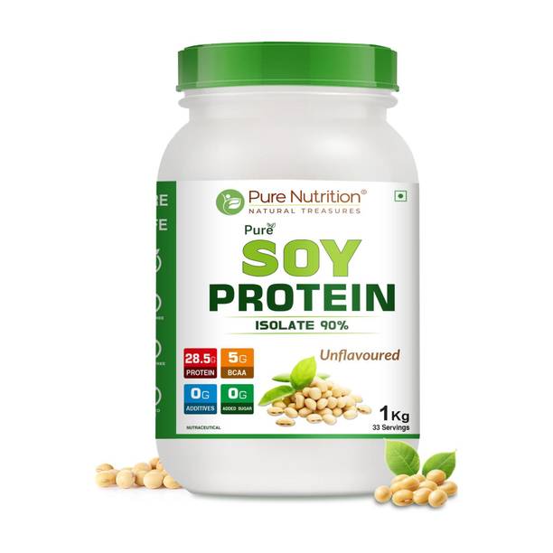 Pure Nutrition Soy Protein Powder, 100% Pure Isolate 90% For Muscle Growth, Recovery and Health Plant-Based Protein