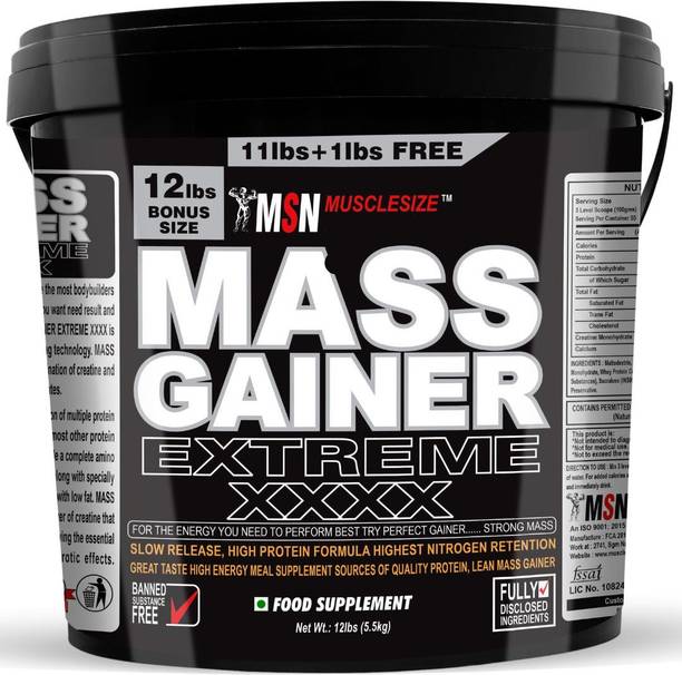 MUSCLE SIZE EXTREME MASS GAINER HIGH PROTEIN MUSCLE & SIZE GAIN (11lbs,5kg) Weight Gainers/Mass Gainers
