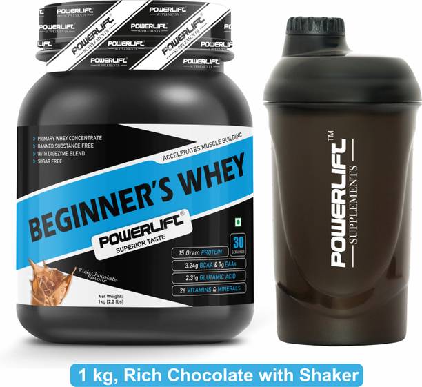 POWERLIFT Beginner's Whey Protein with Shaker, added Multivitamin, Mineral & Digezyme Whey Protein