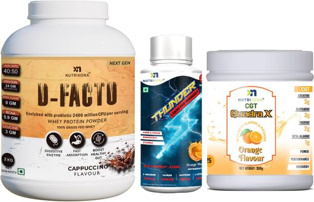 NUTRIKONA Dfacto Whey Isolate Protein 2.4Bn Probiotics Grass Fed Thunder Pre-workout CGT 4 Whey Protein