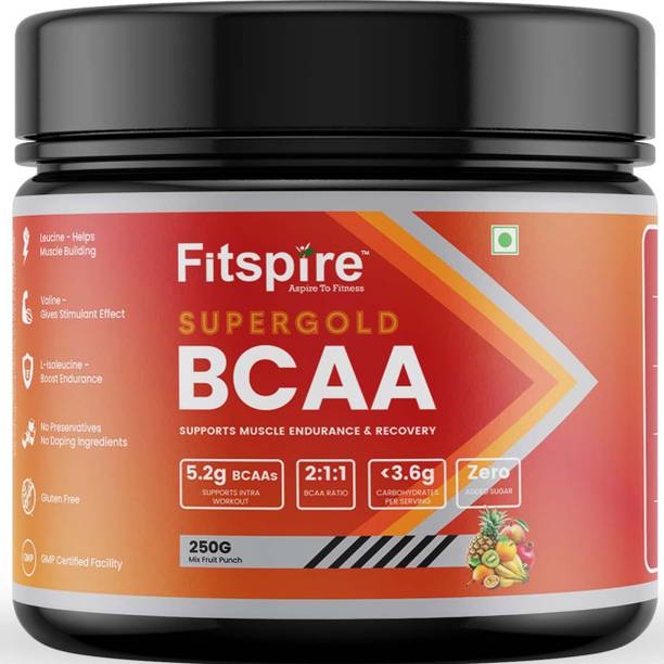 Fitspire Super gold BCAA supplement muscle growth recovery intra-workout Mix Fruit punch BCAA